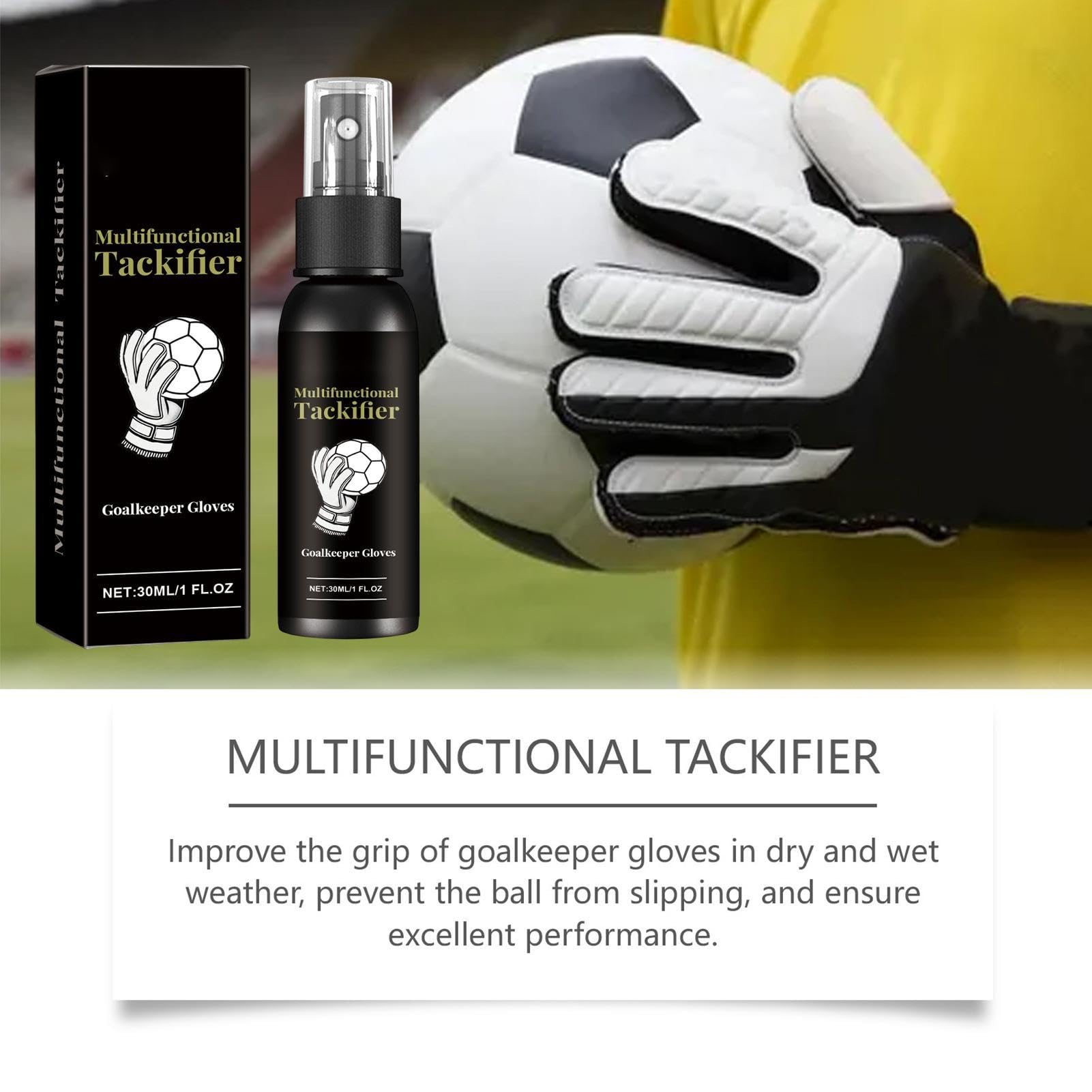 Spray do wzmacniania chwytu rękawic piłkarskich - 30ml Klej dla bramkarza | Profesjonalny dla rękawic bramkarza piłkarskiego, poprawia przyczepność dłoni, chwyt sportowy, utrzymanie czystości do gry w