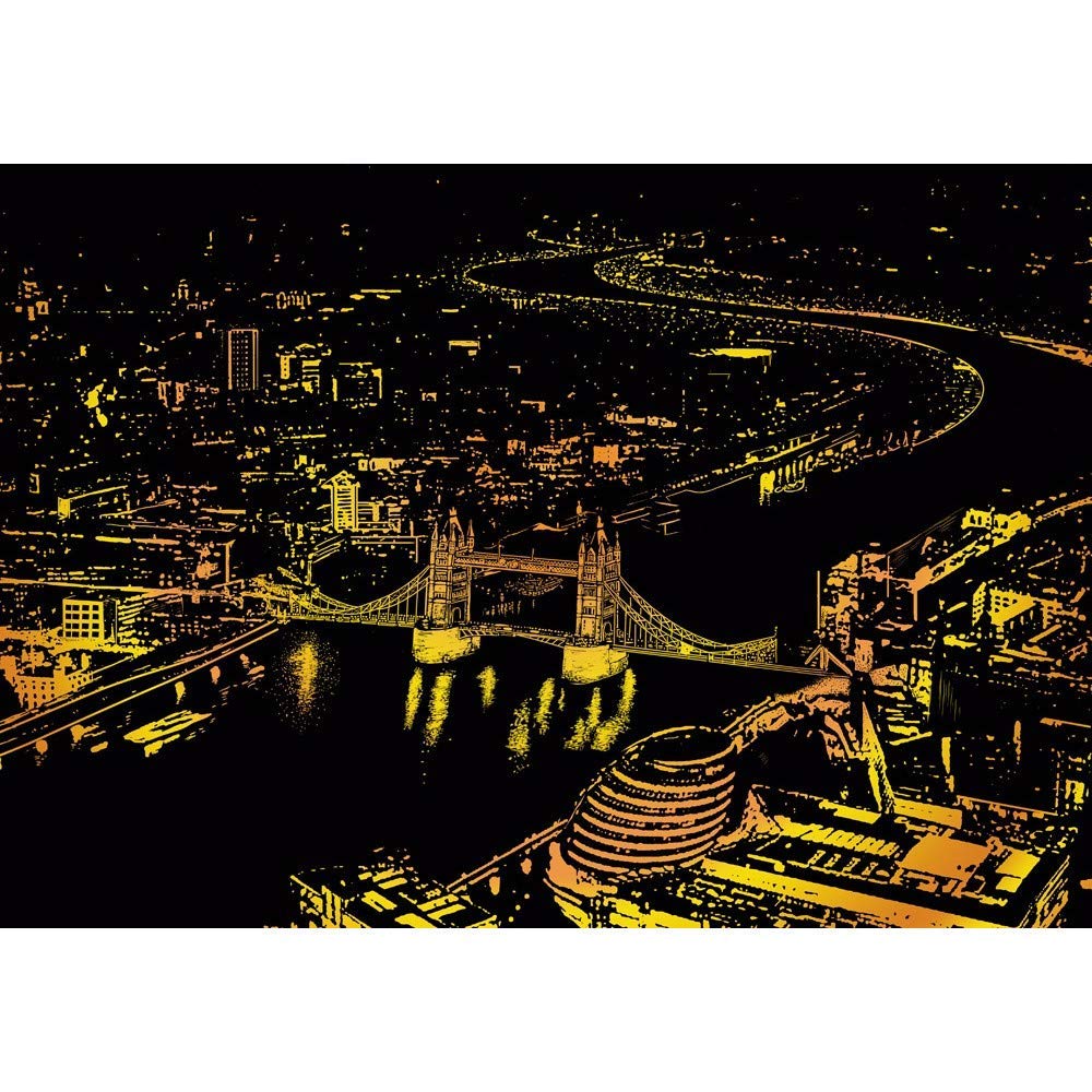 DHRH Scratch Art for Adults and Kids, Art Toys bamboo stick painting scratch art DIY postcard City Series Night Scene,Panorama