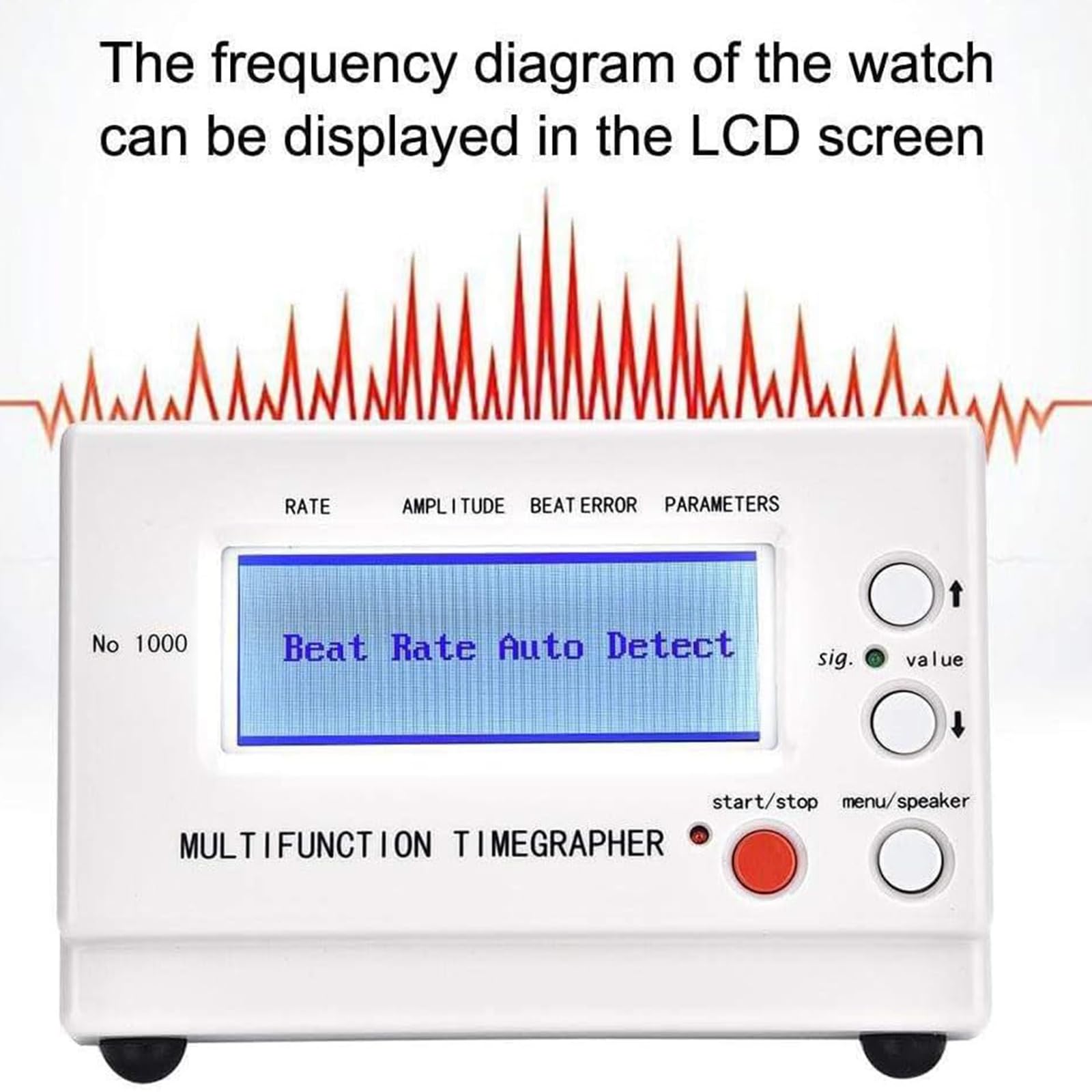 Cronocomparatore Professionale No.1000 – Strumento di Calibrazione per Orologi con Display LCD E Microfono, 6 modalità di Posizione, per Orologi Meccanici E Automatici White