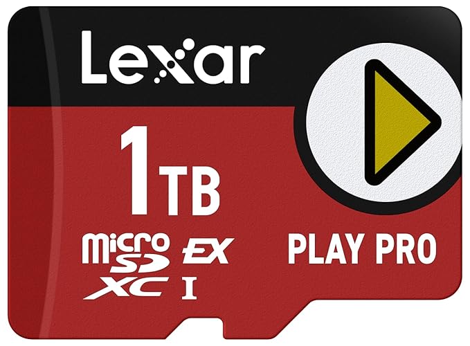 Lexar 1TB Play PRO microSD Express Card, UHS-I, C10, U3, V30, Full HD, 4K, Up to 900/600 MB/s Memory Card, Nintendo-Switch 2, ASUS ROG Ally, Steam Deck (LMSXPS0001T-BNNNU) - 1TB - Single - PLAY PRO (900 MB/s)