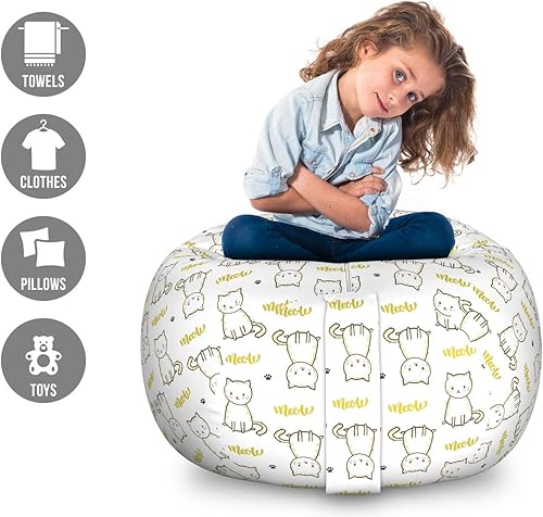 Miniatura 20 de Ambesonne Bolsa de juguetes de almacenamiento para perros, patrón con cachorros de raza pura, Bichon Pug Spitz Dachshund Poodle Shih Tzu, Rosa y