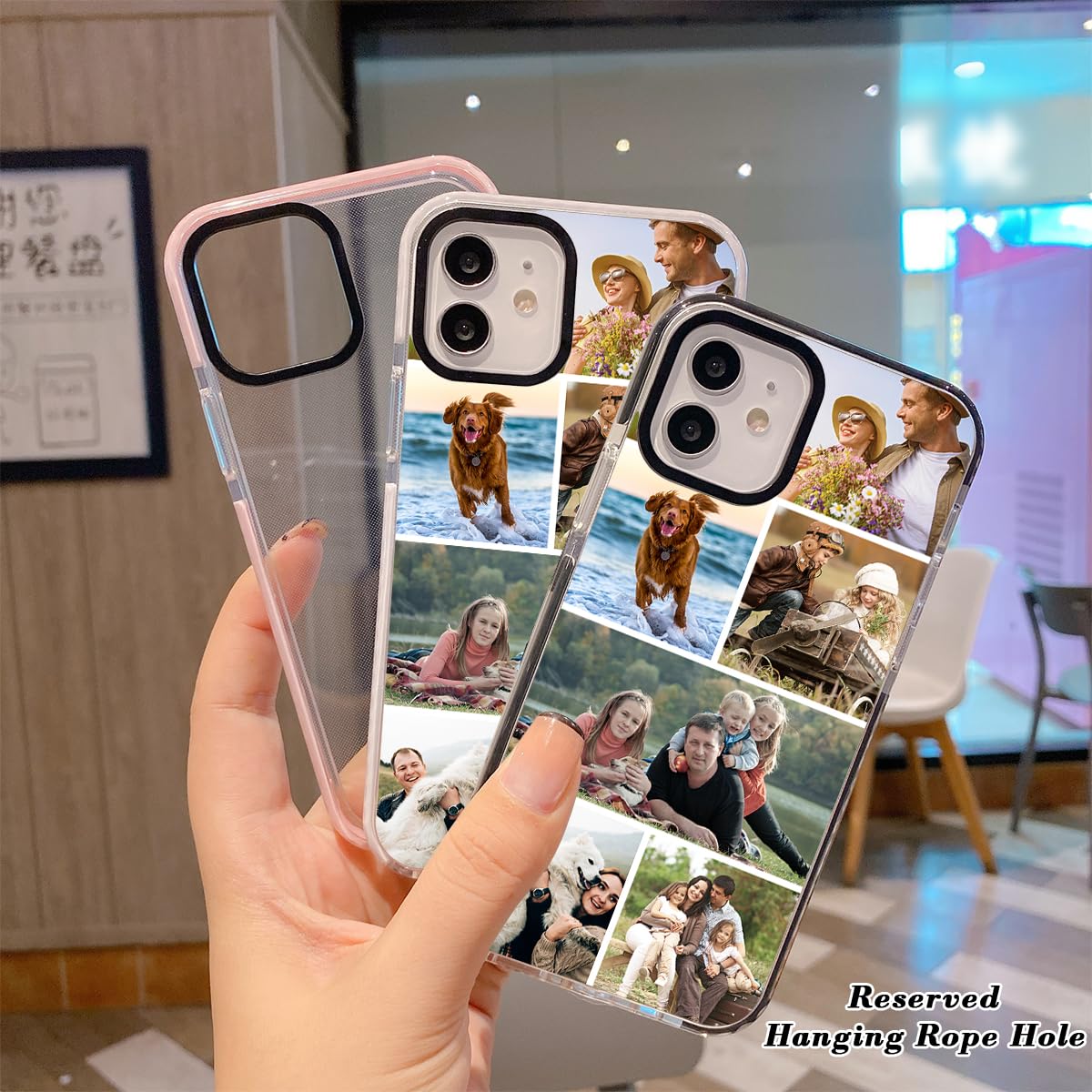 Custom Case for iPhone 16 15 14 13 12 11 10 Pro Max Plus Mini X XS XR SE 8 7 6 6s Personalized Photo Name Customized Collage Pictures Image Text Impact Shockproof Stylish Soft Cover Shell