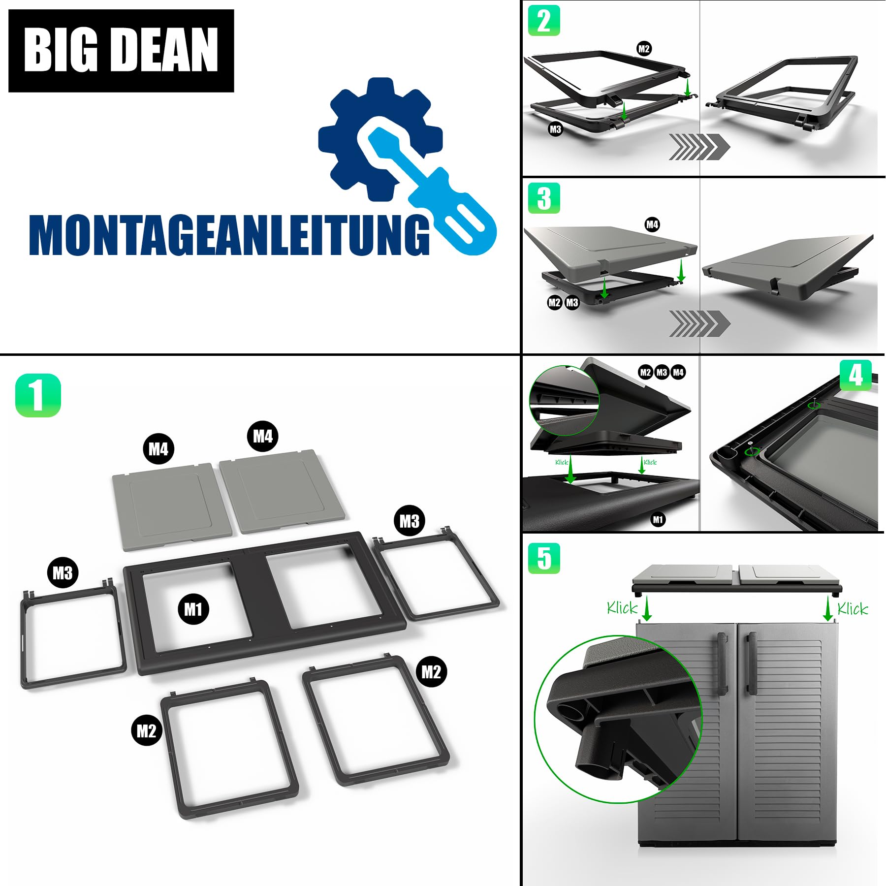BigDean Mülltrennsystem Schrank Recycling System auch für Gelben Sack | Made in Italy