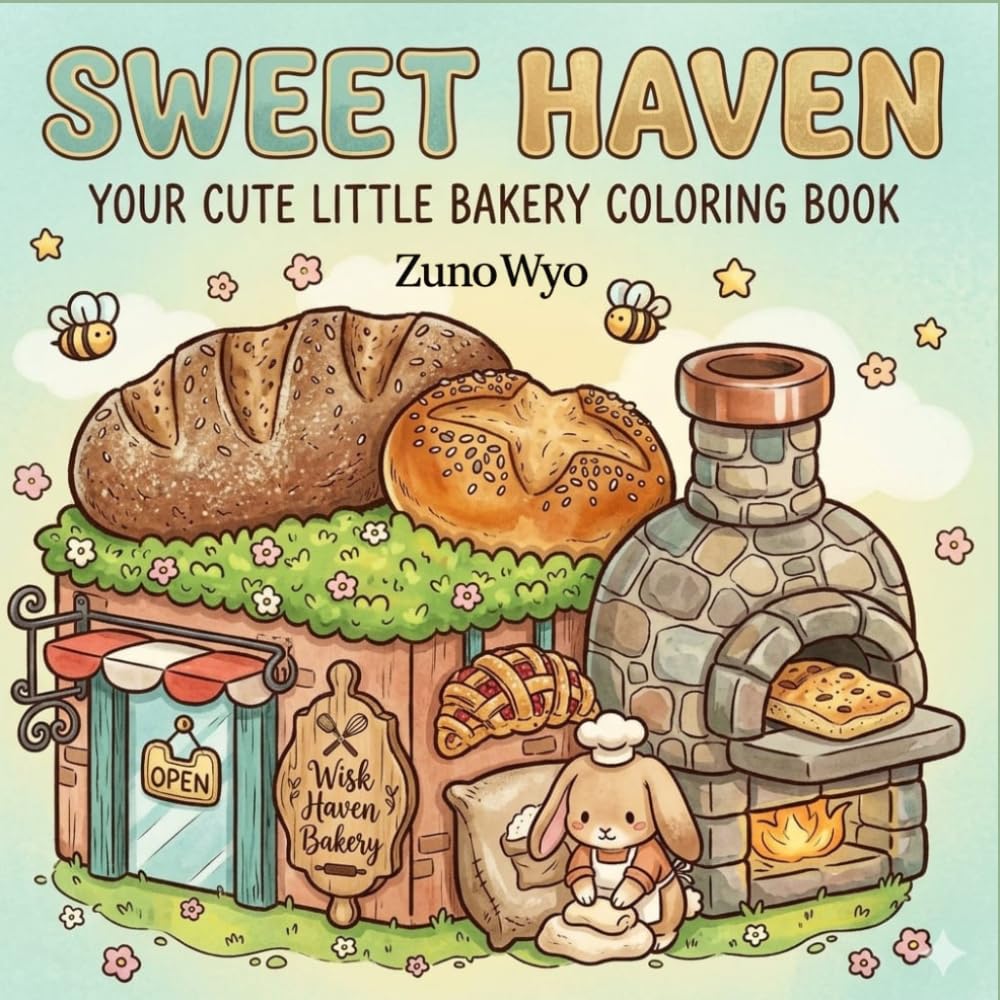 Sweet Haven Coloring Book for Kids: Cute Little Bakery Coloring Book with Adorable Desserts, Bread, and Cozy Scenes for Kids Ages 4-8