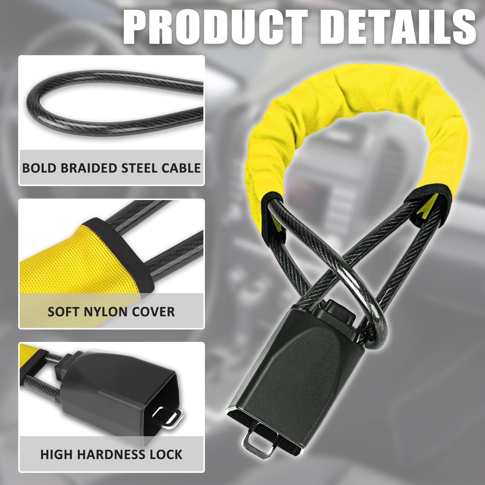 Bloqueo de Volante para Coche, para BMW X3 E83 F25 G01 G45 X4 G02 F98, Dispositivo de Bloqueo Antirrobo de Bloqueo del Cinturón de Seguridad Auto Universal,C