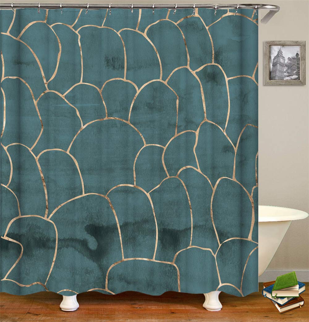 Chickwin Green Leopard Shower Curtain With Hooks, Waterproof Mold-Proof Shower Liner Polyester Dry Quickly For Bathroom Decorative Curtains 3D Creative Abstract Printing (,180X200cm)