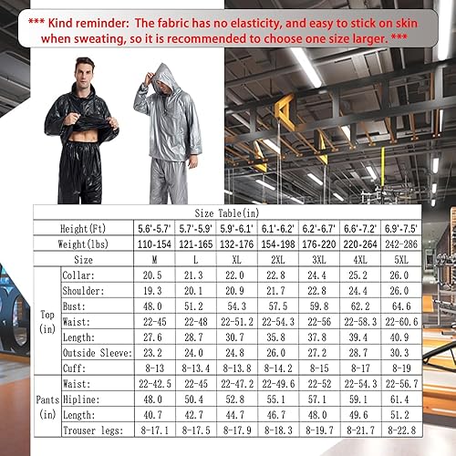 Miniatura 2 de DawnBreak Traje de sauna para mujereshombres con capucha y cremallera para pérdida de peso, fitness, ejercicio, gimnasio, entrenamiento, pantalones