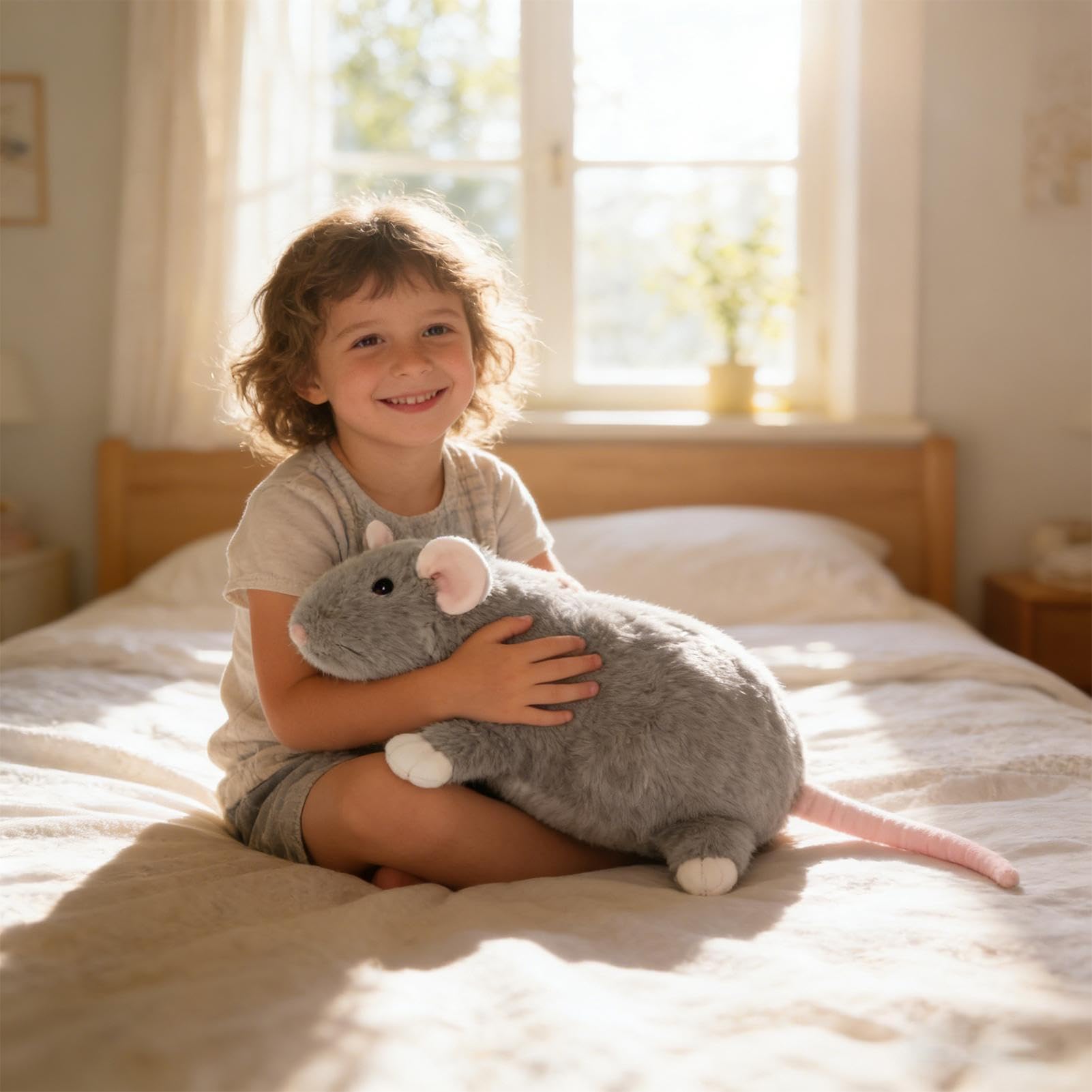 Peluche Souris Géante 50 Cm – Coussin Décoratif Doux Et Mignon Pour Salon, Chambre, Bureau