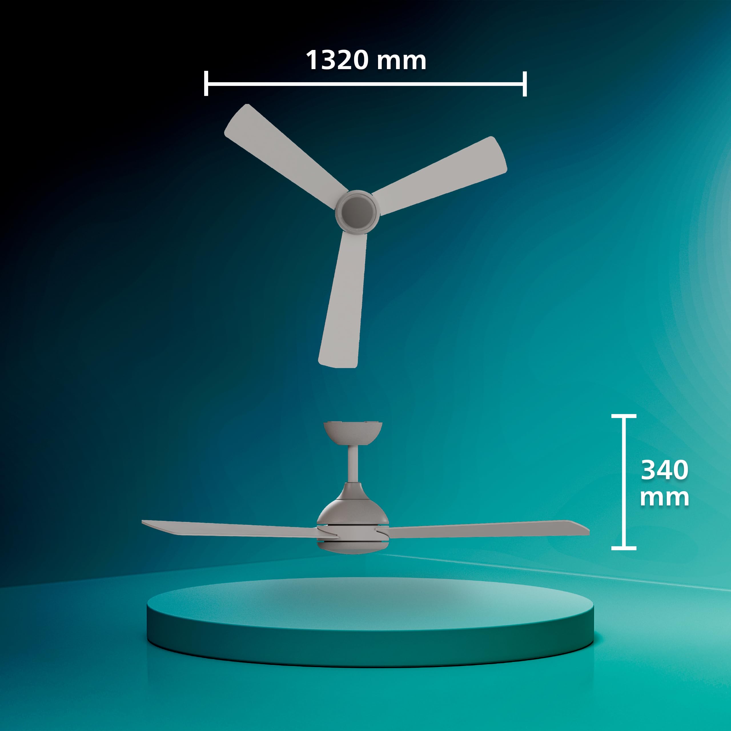 Wentylator Sufitowy Philips Civx LED, 3 Łopatki, Średnica 132 cm, 2500 Lumenów, Trzy Odcienie Białego Światła (3000 K / 4500 K / 6500 K), Ściemnianie do 10%, Pilot, Biały/Jasne Drewno