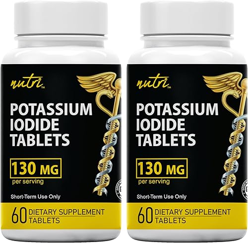 Nutri - Tabletas de yoduro de potasio (paquete de 2) 130 mg - 120 comprimidos EXP 102032 - Tabletas de yodo de potasio - YODO Naciente - KI Pills -