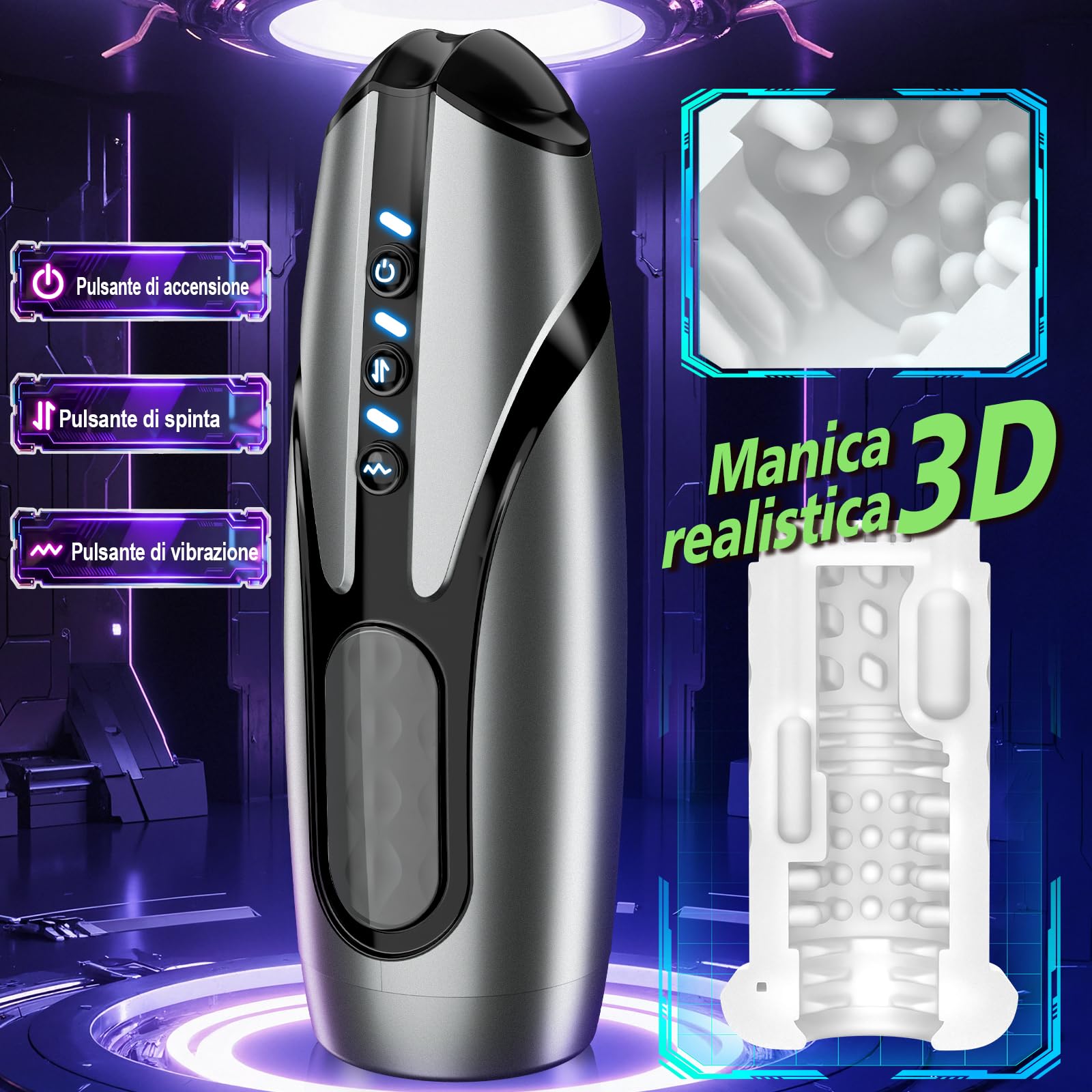 Masturvatore per Uomo con 7 Modalità di Vibrazione & Telescopica, Masturbatore Maschile per Pene Sex Toys Vibratore, Realistico Vagina Pocket Pussy Sexytoysys Coppia