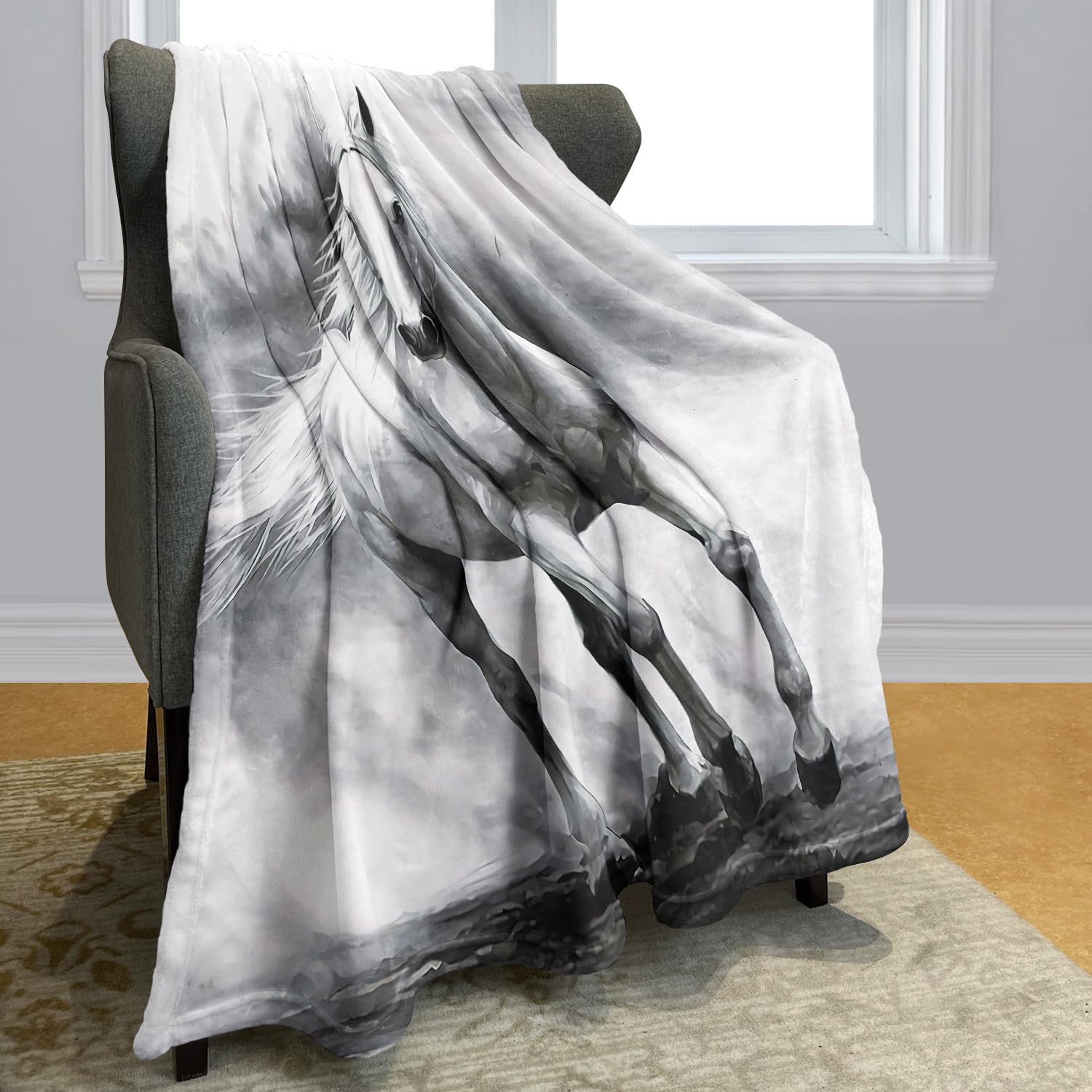 YISUMEI - 150 x 200 cm Decke - Laufendes Pferd Fleecedecke,Kaschmir-Gefühl Kuscheldecke Geeignet für Bett oder Sofa