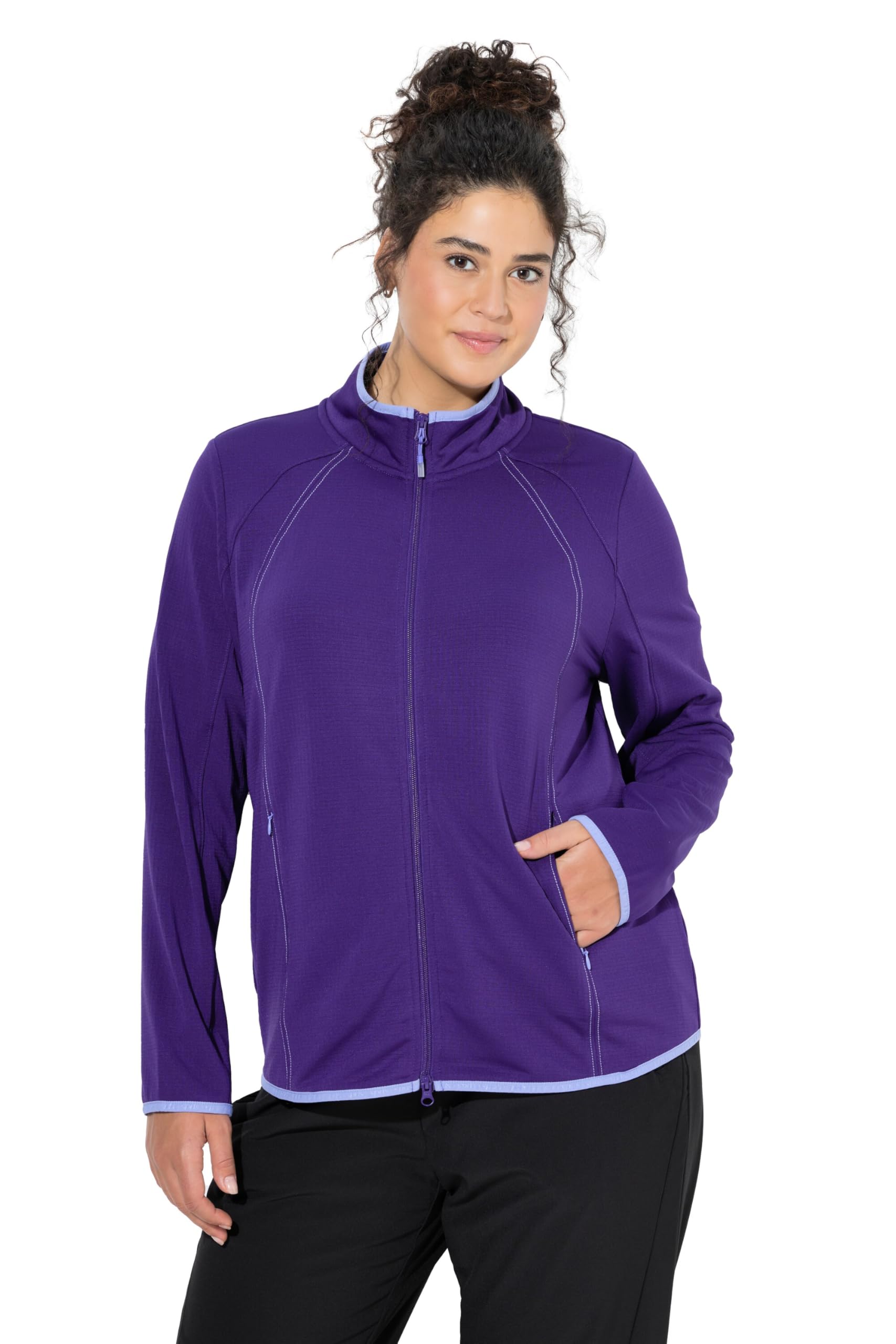 Ulla Popken Damen große Größen Übergrößen Plus Size Funktions-Sweatjacke, Stehkragen, Langarm, recycelt 845602
