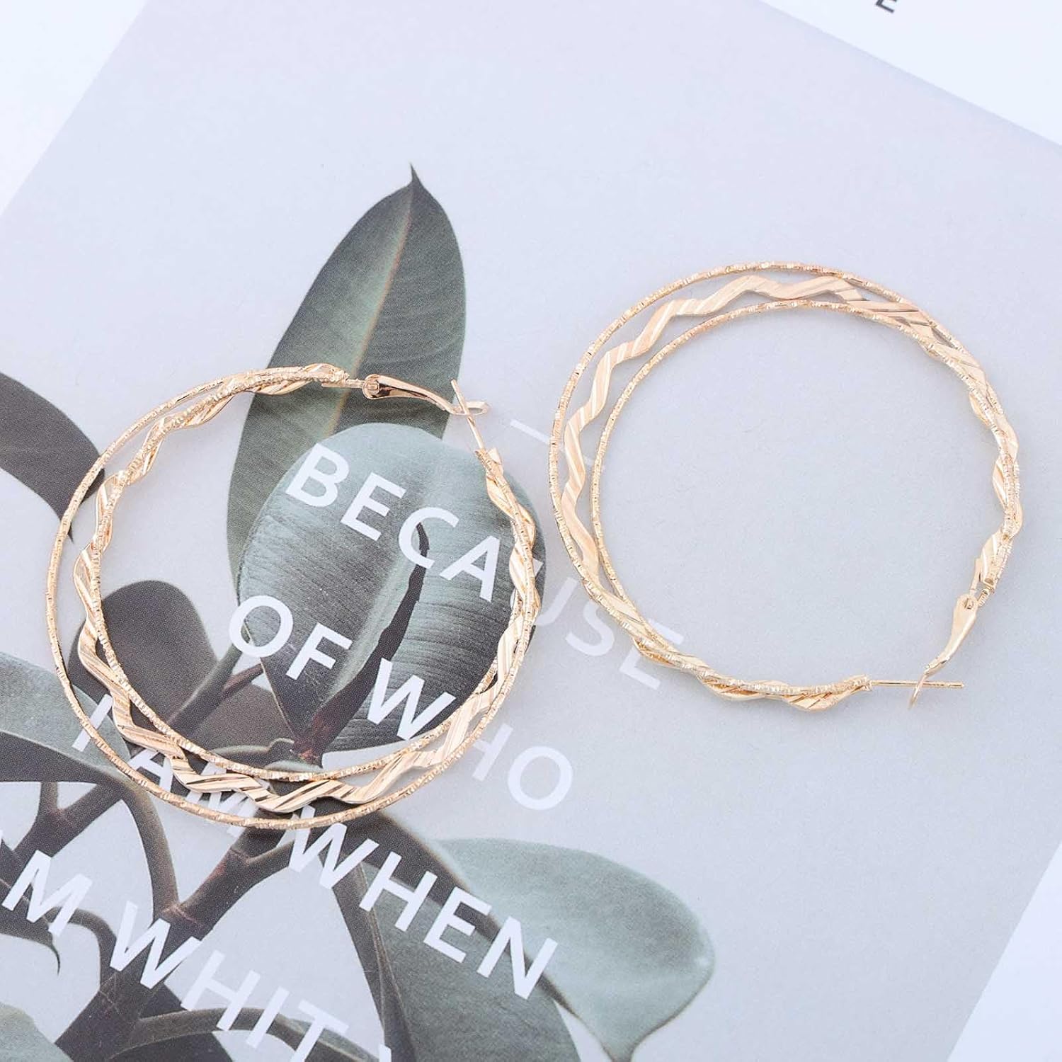 Andelaisi Boho Circle Large Hoop Earrings Big Circle Hoop Drop Earrings Vintage Circle Hoop Exaggerate Earrings Twist Rope Hoop Statement Earrings Jewelry for Women - Image 6