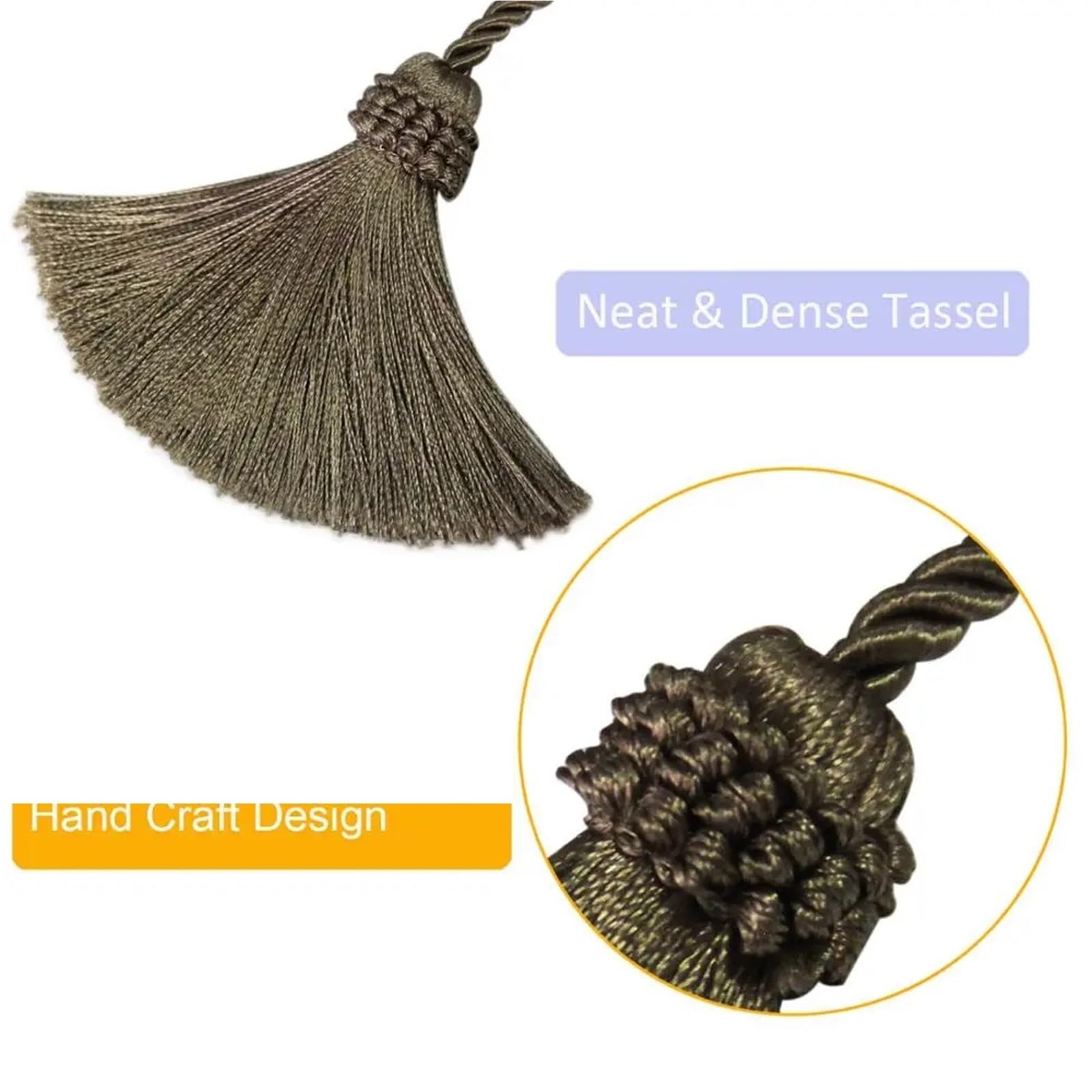 Fermatende con Nappe, 6 Pezzi, Frange, Fatti a Mano, con Pallina da Appendere, fermatende con Fibbia, Nastro di Corda, Supporto for Tende per Casa(Dark Gray)