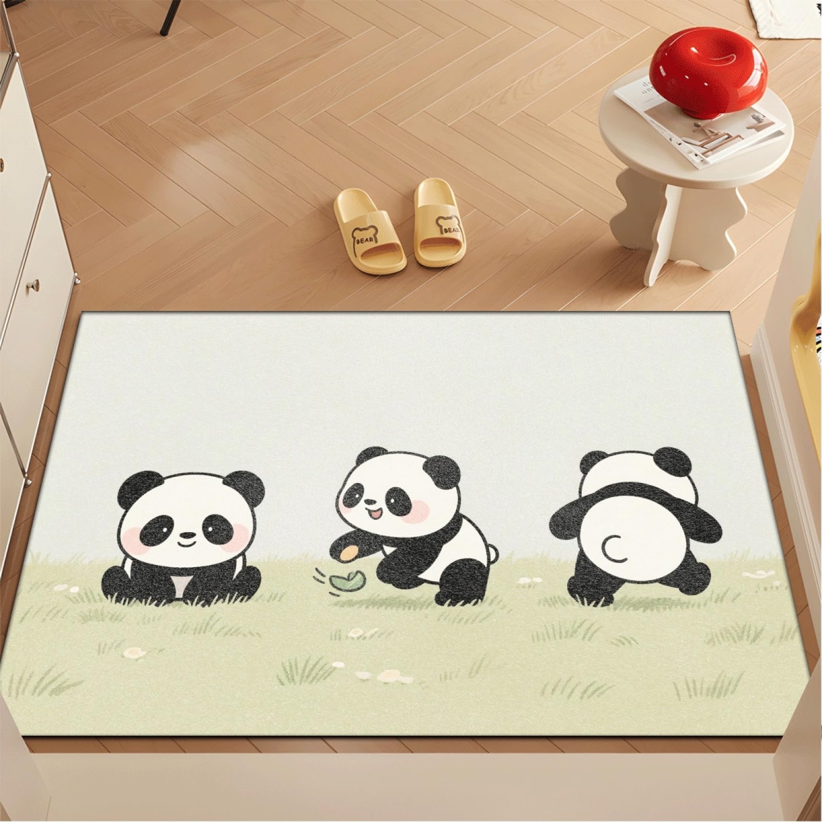 Fussmatte Innen 80x120 cm Süße Schwarze Panda Fussmatte Aussen rutschfeste für Hund Eingang Badematte Waschbar Schmutzfangmatte Strapazierfähige und Langlebige Fussmatten Haustür