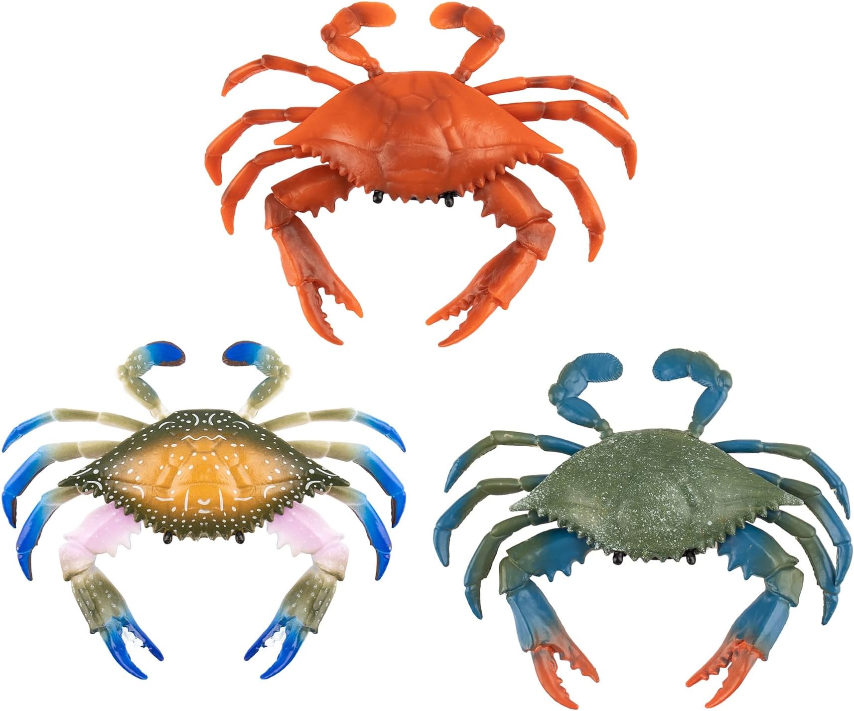 Framendino, 3 Pack Artificial Plastic Crab Decor Simulated Sea Life Animals Figurines