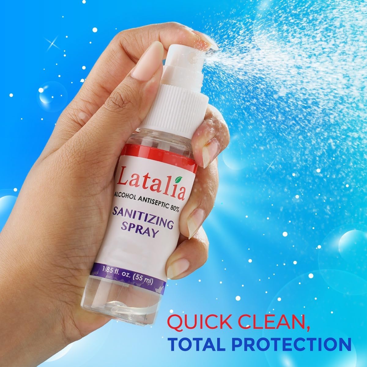 Latalia Hand Sanitizer Spray - Pack of 12 Unscented Spray Hand Sanitizer for Hands (1.85 fl. oz & 55ml)