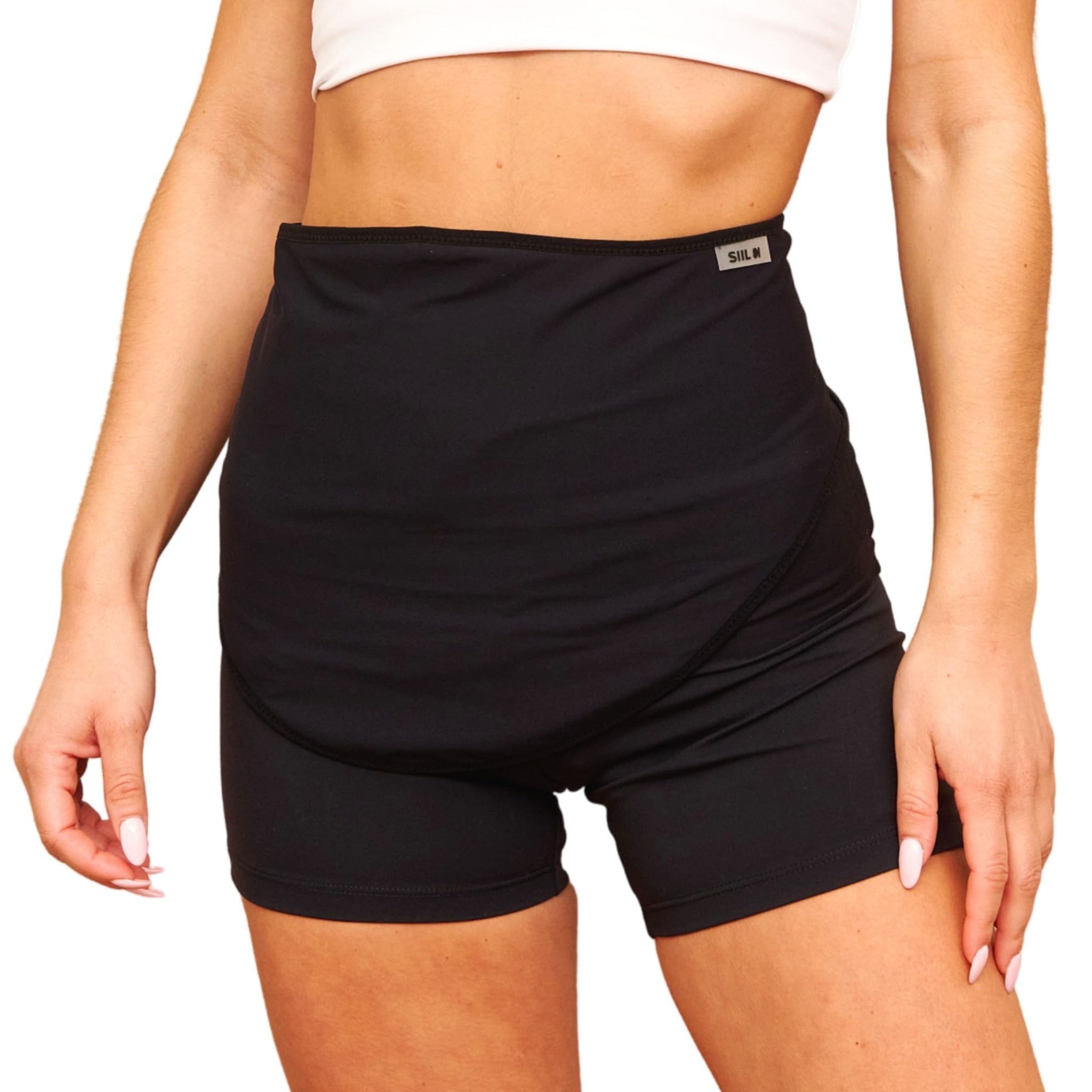 SIIL Stomagurt für Damen, Stomabeutel-Bezüge, schwarz, für Sport & Schwimmen, kompatibel mit jedem Stomabebedarf, (XS)