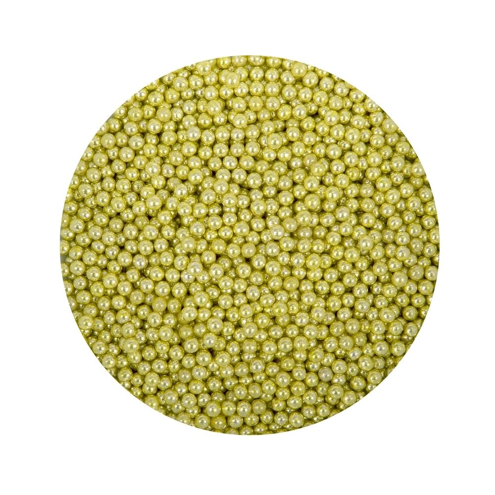 BrandNewCake® Perles de Sucre Métalliques Or Ø 4mm 750g - Décoration Comestible pour Gâteaux et Pâtisseries