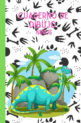 Cuaderno de dibujo niños Cuaderno de dinosaurios para niñas 100 páginas Grandes páginas blancas en formato A4 Realizando tus primeros dibujos