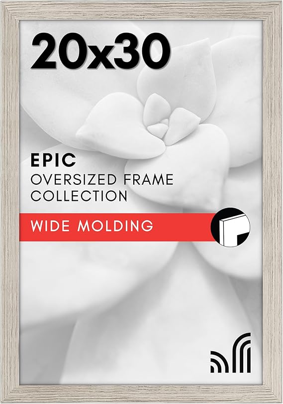 Americanflat 20x30 Poster Frame with Polished Plexiglass - Wide Picture Frames Made of Engineered Wood for Vertical or Horizontal Wall Display - Epic Collection - Driftwood