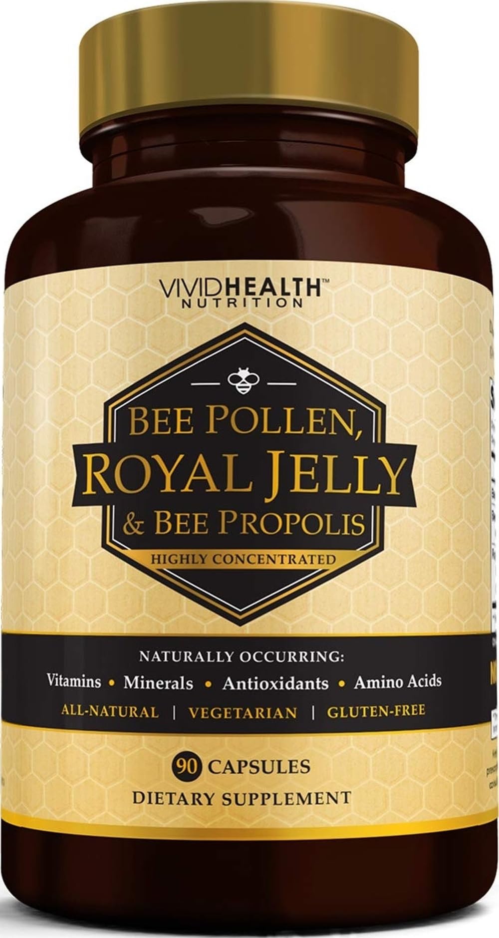 Immune Boosting Royal Jelly, Bee Pollen & Bee Propolis Supplement, 90 Caps