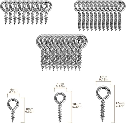 Miniatura 2 de 300 alfileres de ojo de tornillo pequeños de 3 tamaños, ganchos roscados de acero inoxidable para hacer joyas, manualidades (0.16 x 0.3 0.16 x 0.4