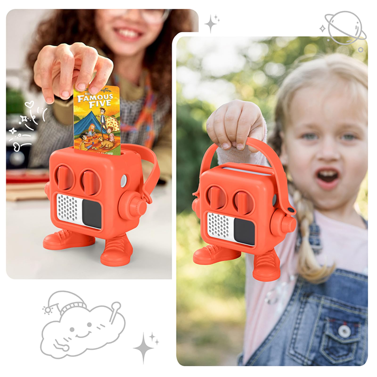 Coque rigide compatible avec Yoto Mini Player, étui de protection en plastique pour mini haut-parleur audio et cartes Auido (Orange)