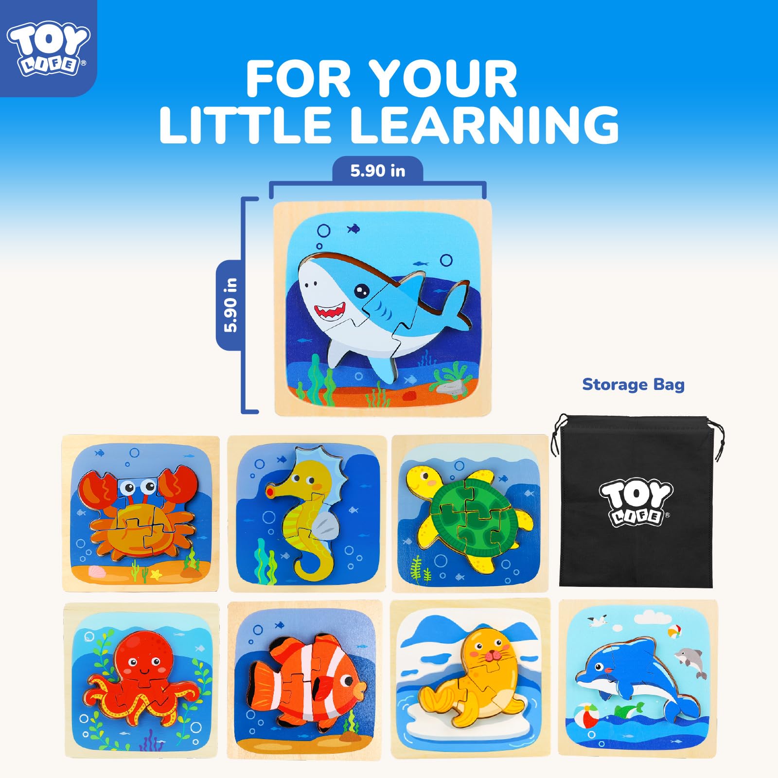 yunn⭐︎kids LIFE Amazon.com: TOY Life Wooden Puzzles for Toddlers 2-4, Sea Animals