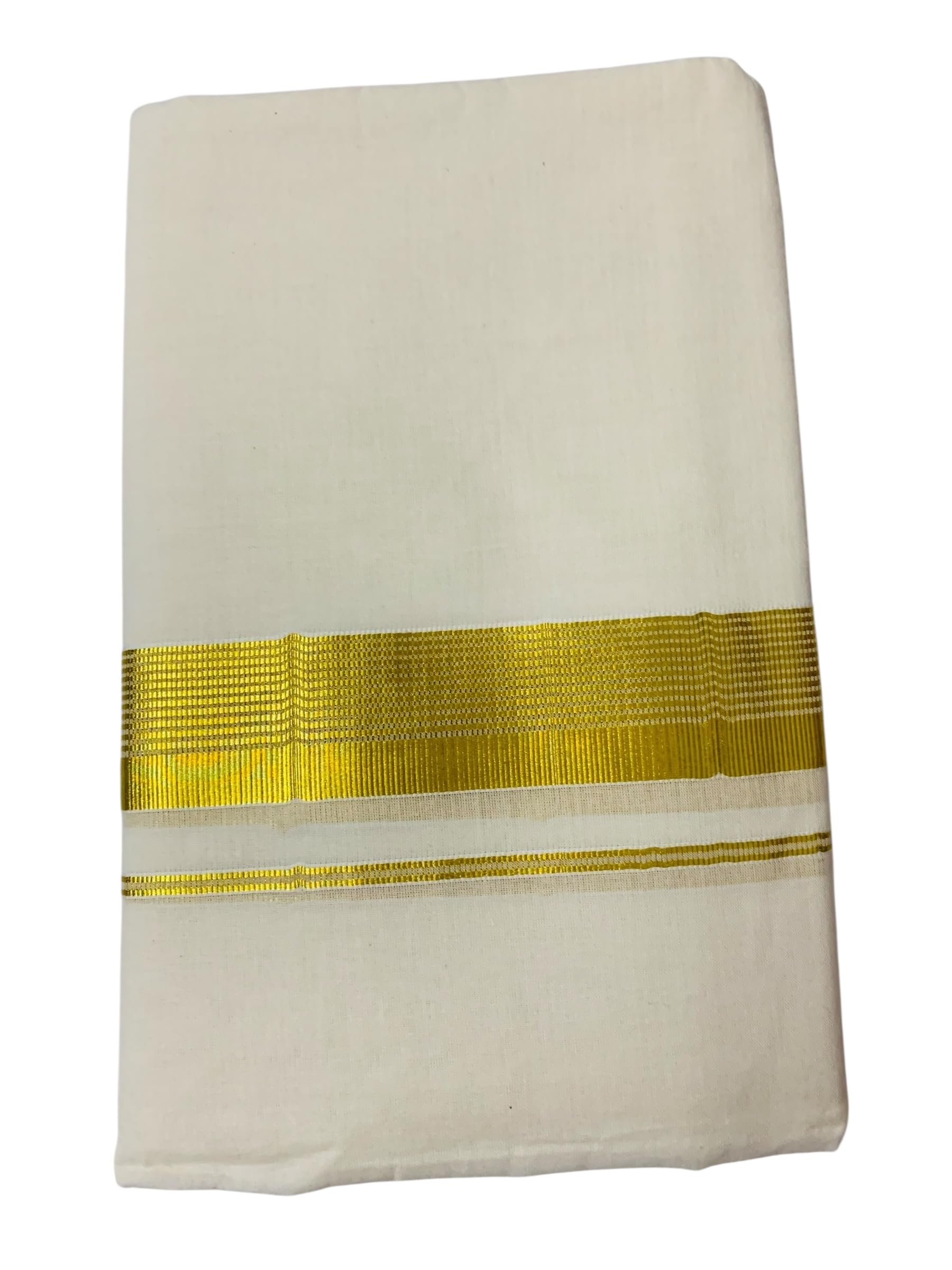 Kuthampully Men's Kerala Kasavu Dhothi Cotton | Golden Kerala Kasavu Mundu | Plain Cotton Dhoti For Men | Traditional South Indian Kasavu Mundu | EKM-895 | Pack -1-image-24