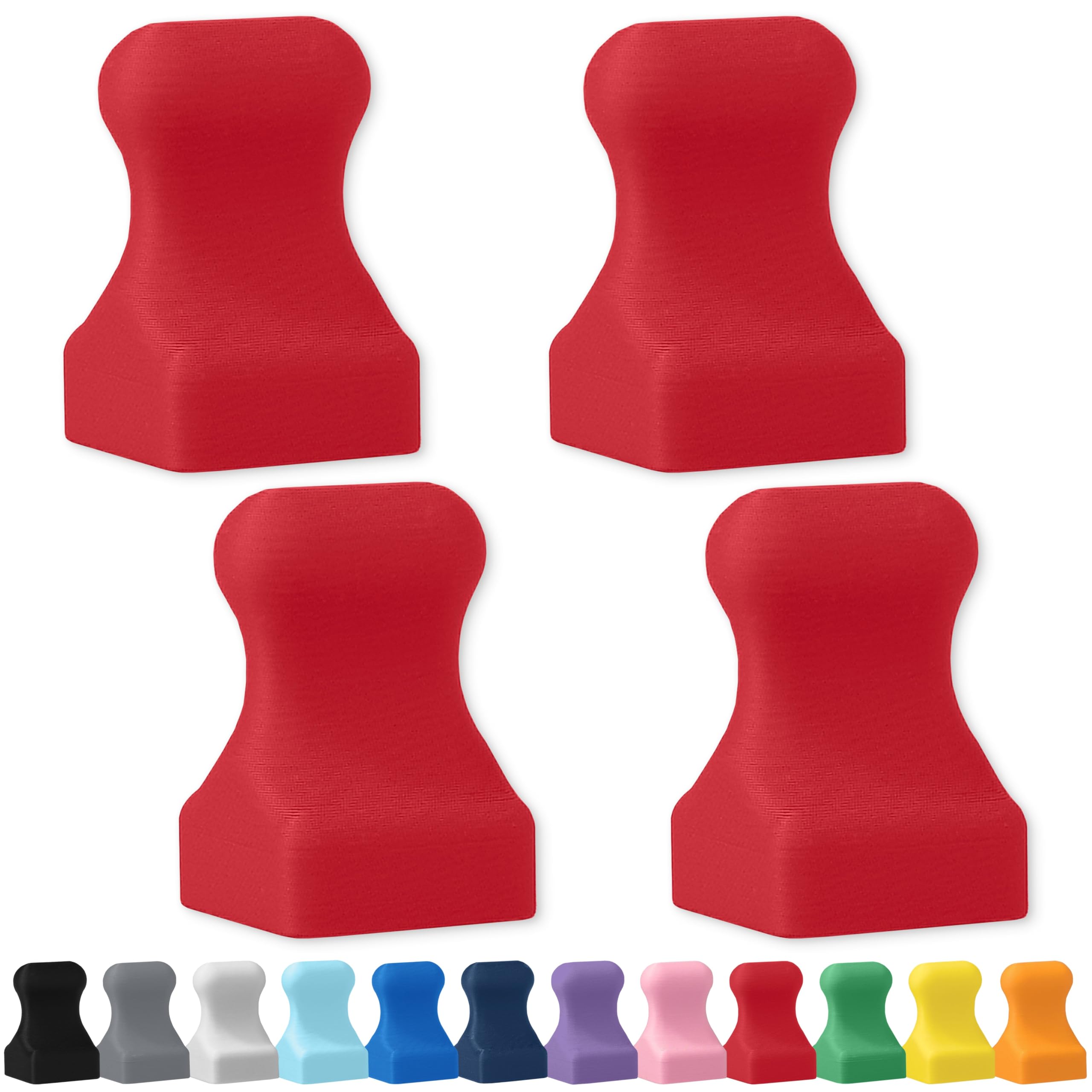 Glassboard Studio MiniPawn Magnet - Strong Neodymium Rare Earth Magnets for Fridge, Whiteboard, Locker & Magnetic Glassboards - Ideal for Crafting & Office Use - Strong Fridge Magnets (Cherry Red, 4)