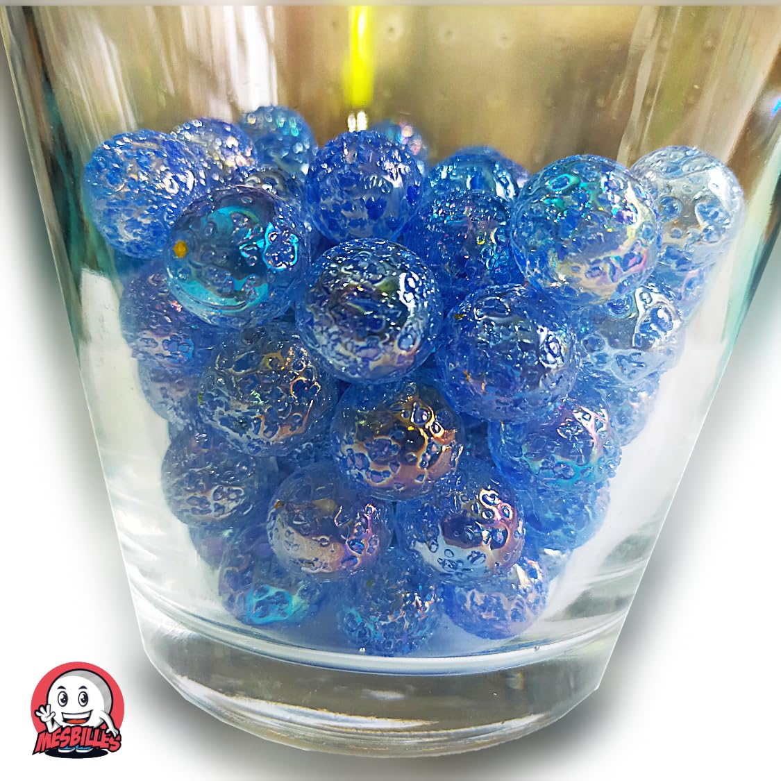 Lot De 30 Billes Givrées Bleu 16 Mm – Billes En Verre Dépoli à Collectionner, Idéales Pour Jeux Et Déco