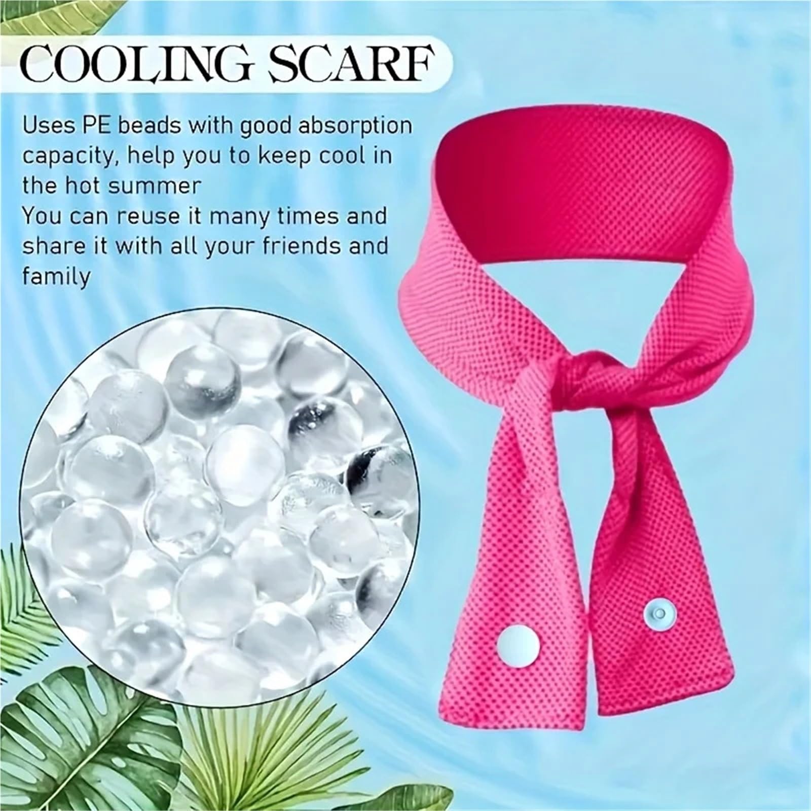 Sciarpa di ghiaccio rinfrescante da 2 pezzi: fascia for il collo che assorbe il sudore ad asciugatura rapida for esterni, leggera e traspirante(Rose red)