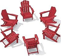 Vista 101 de KINGYES - Silla Adirondack plegable, sillas de patio de polietileno de alta densidad para todo tipo de clima, silla de césped con textura de madera