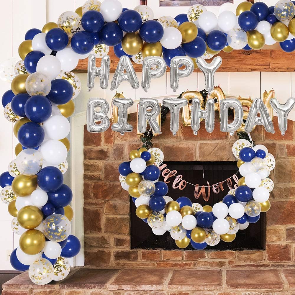 Anniversaire Banniere Guirlande Ballons Avec Anniversaire Decoration Papier De Blanc Bleu Et Ballons Confettis Dores Pour Fete Adultes Des Gamins Ayuqi Decoration Anniversaire Deco Assortiments De Fetes Cuisine Et Maison Loclic Com