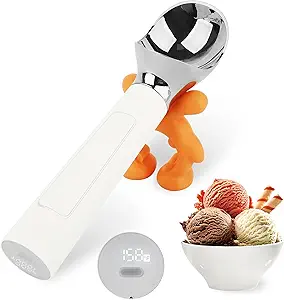 LT LAUDTEC Heated Ice Cream Scoop, Rechargeable Electric Warming Scooper, Heats to 158F for Hard Ice Cream, IP67 Waterproof, Easy for Seniors & Kids (White)