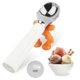 LT LAUDTEC Heated Ice Cream Scoop, Rechargeable Electric Warming Scooper, Heats to 158F for Hard Ice Cream, IP67 Waterproof, Easy for Seniors & Kids (White)