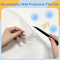 Vista 2 de Juego de 2 películas protectoras electrostáticas de pared con cortador de película, papel adhesivo transparente para despegar y pegar, película