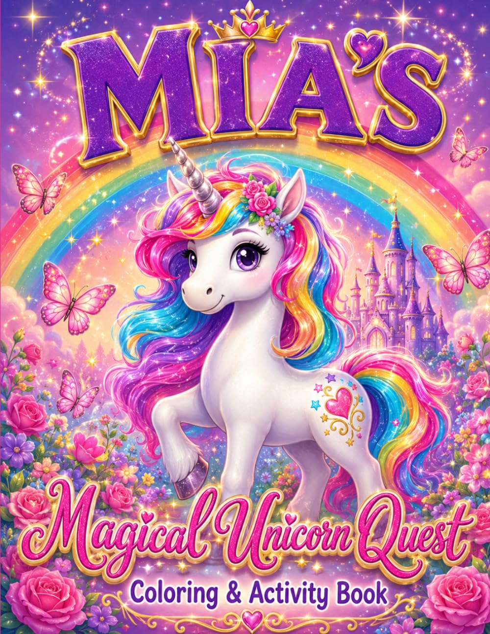 Mia and the Magical Unicorn Kingdom: A Personalized Fantasy Coloring Book Full of Unicorns, Castles and Magic