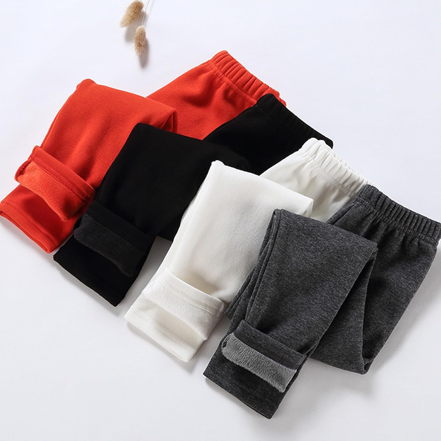Kiench Girls Winter Fleece Lined Leggings Cotton Thick Thermal Tights Pants for 3-11 Years