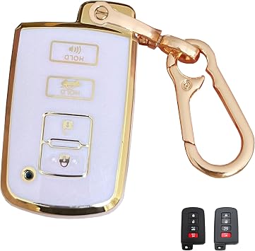 Pink for Toyota Key Fob Cover with Keychain Fits for Toyota Avalon Camry Corolla RAV4 Sequoia Highlander 4Runner Smart Keys 4-Button