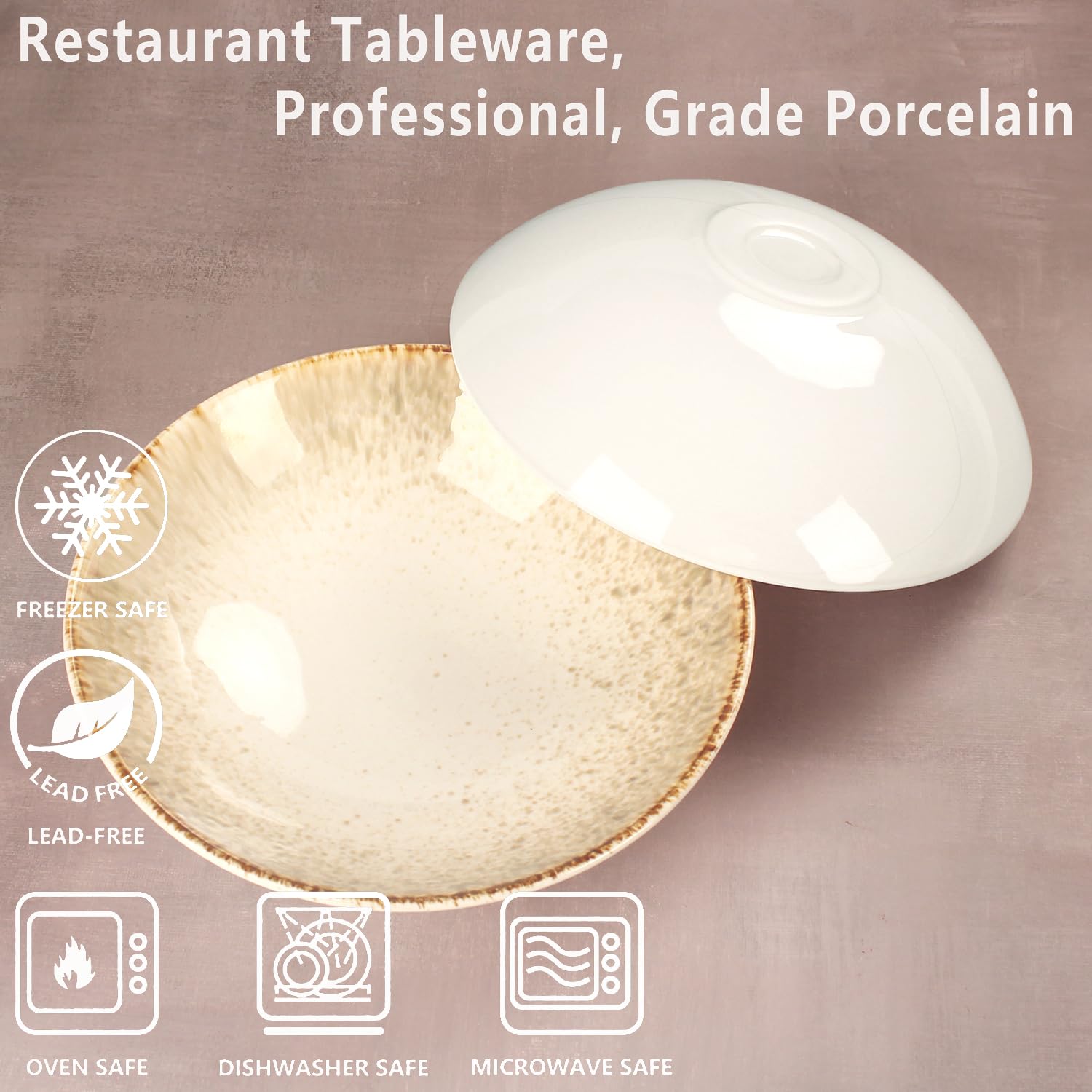 Lot de 4 bols à pâtes en céramique - Assiettes à salade et pâtes - Grands bols de service pour le divertissement, passent au micro-ondes et au lave-vaisselle, pour restaurants haut de