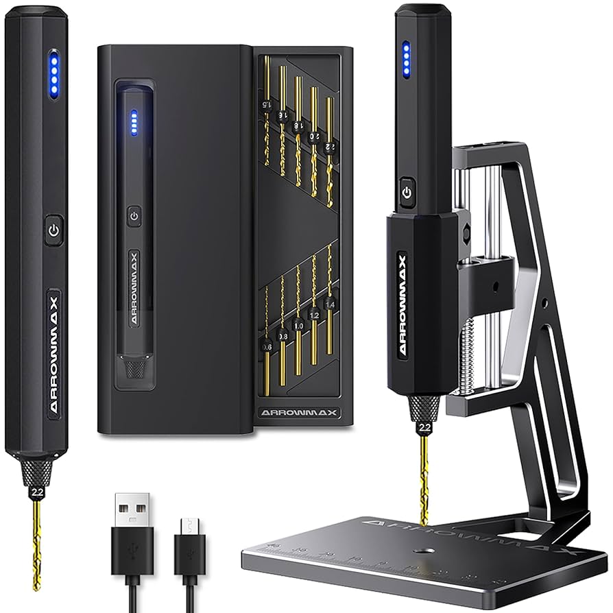 Arrowmax Mini Furadeira Elétrica 15 Em 1 Com Prensa De Bancada