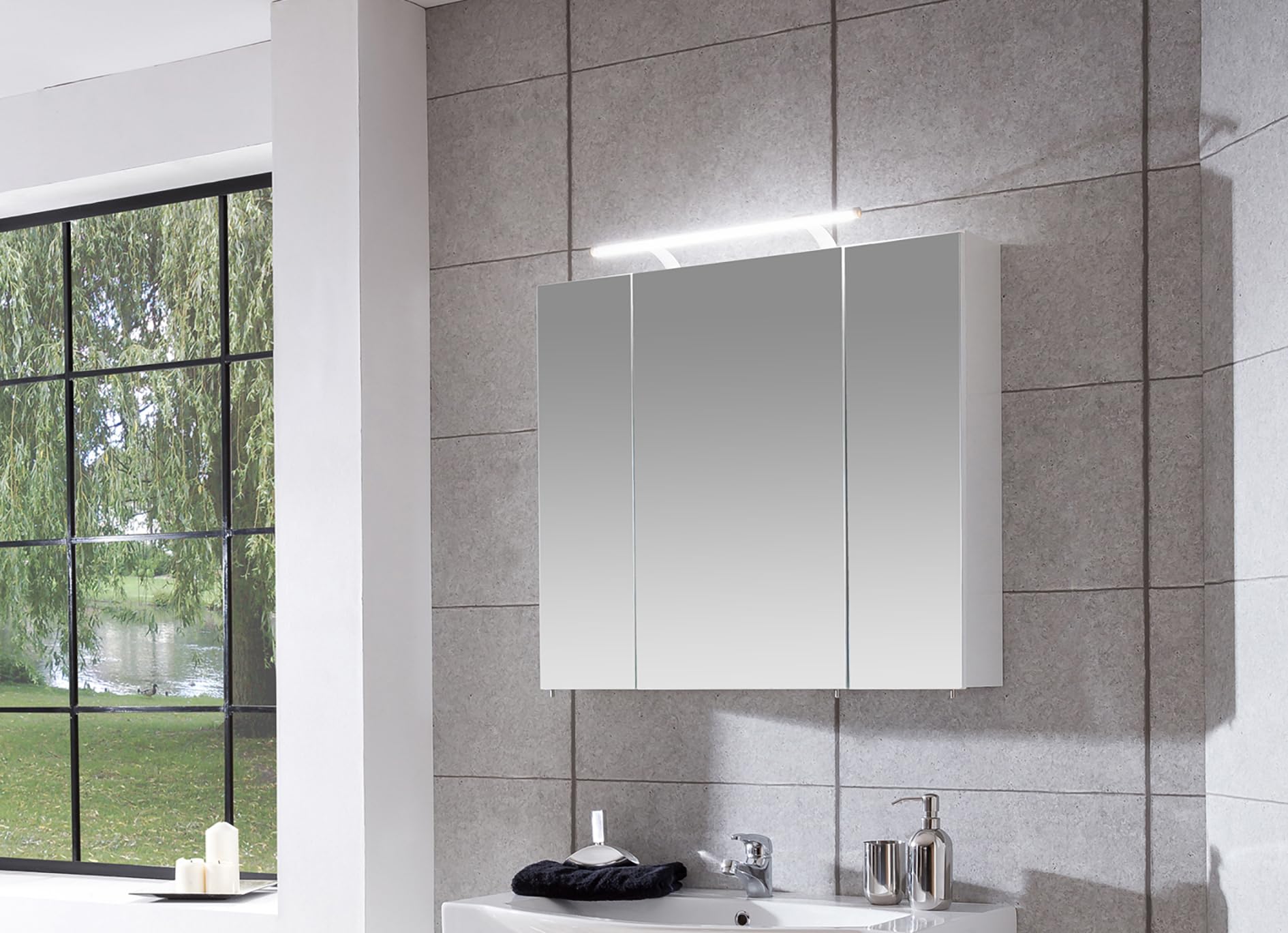Schildmeyer 125353 Armario con Espejo, a Base de Madera, Blanco, 80 x 75 x 16 cm