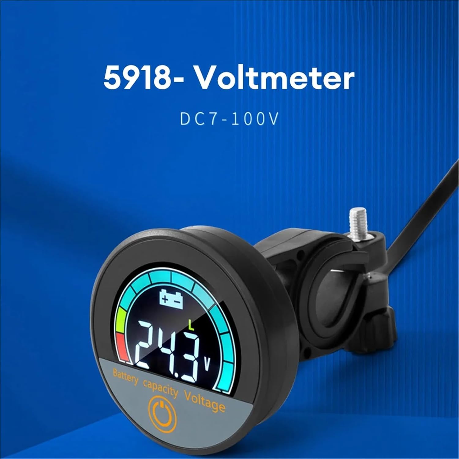 DC8-100V Round Digital Display Voltmeter LED Digital Voltmeter Panel Volt Meter Monitor Gauge Display Car Accessories Waterproof(Type A)