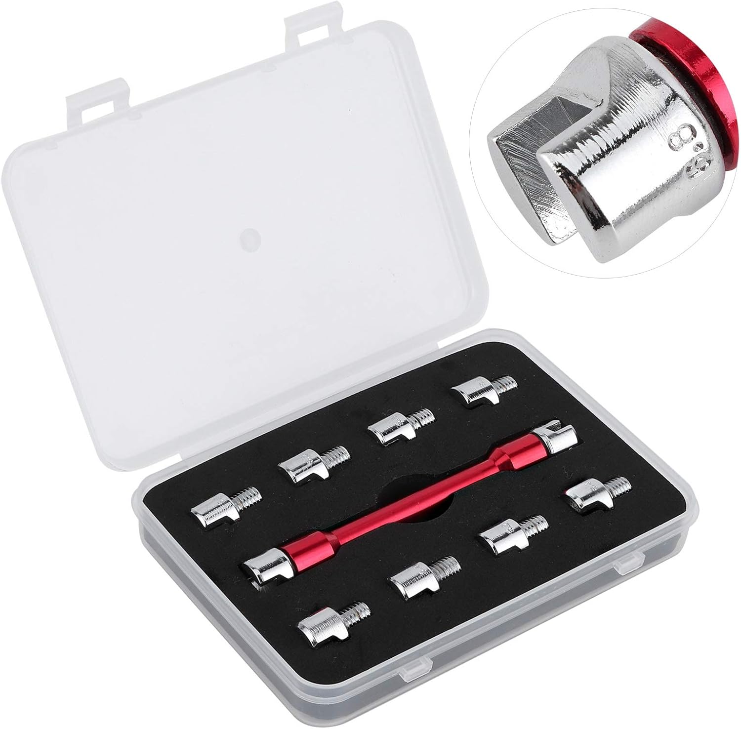 Motorcycle Spoke Wrench Set 10 Sizes Easy Disassembly with Box, Fit Most Motorbikes