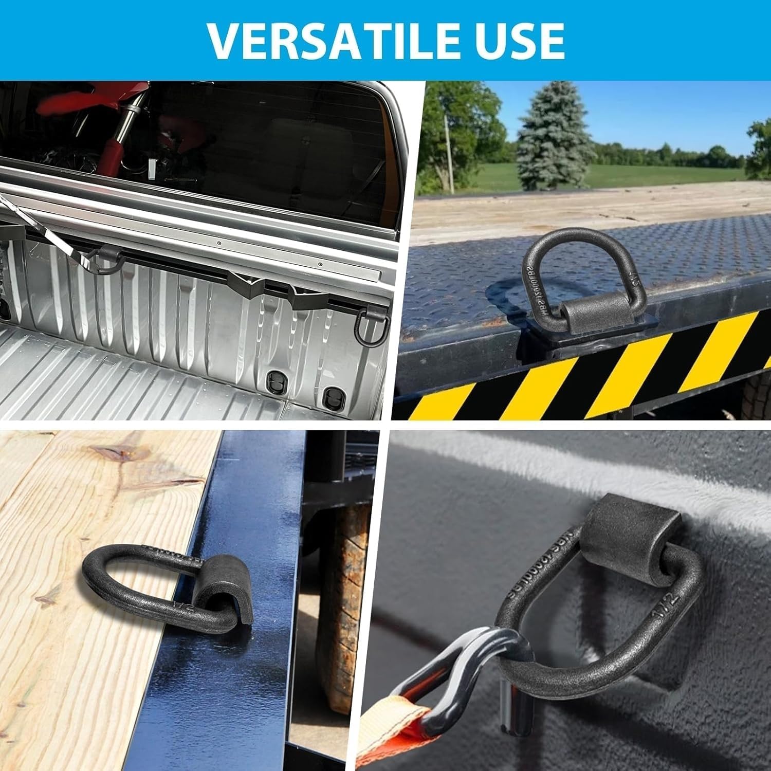 1/2" Heavy Duty Weld-On Forged D Ring with MBS:12,000 lbs, Tie Down Anchor D-Ring with Weld On Anchor Points for Trailer, Truck Cargo, ATV, UTV, RV etc (12 Pack)