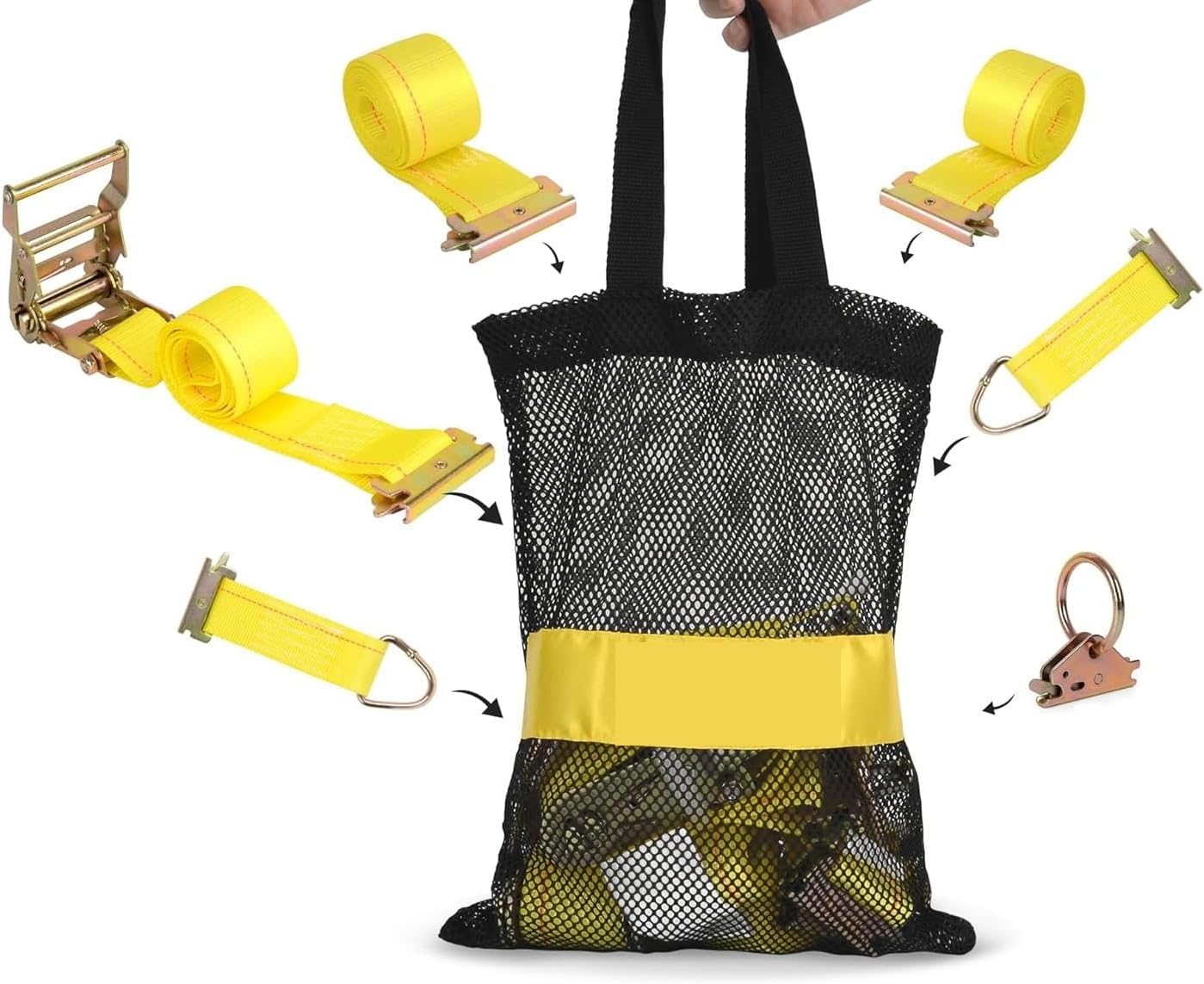 Convenient E-Track Fixed Guide Rail Kit, 2-Ratchet Trailer Strap, Suitable for Box Vans