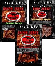 Carnivore Candy Jalapeno Bacon, Honey Pepper Bacon, Sriracha Bacon Variety Pack - Irresistible Gourmet Flavored Bacon Jerky Delights Jurassic Jerky with Amazing Taste, high protein content - (3) 2oz bag